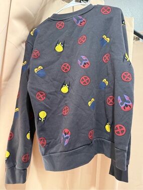 Marvel Black Crewneck Sweater with Red, Yellow and Blue Emblems